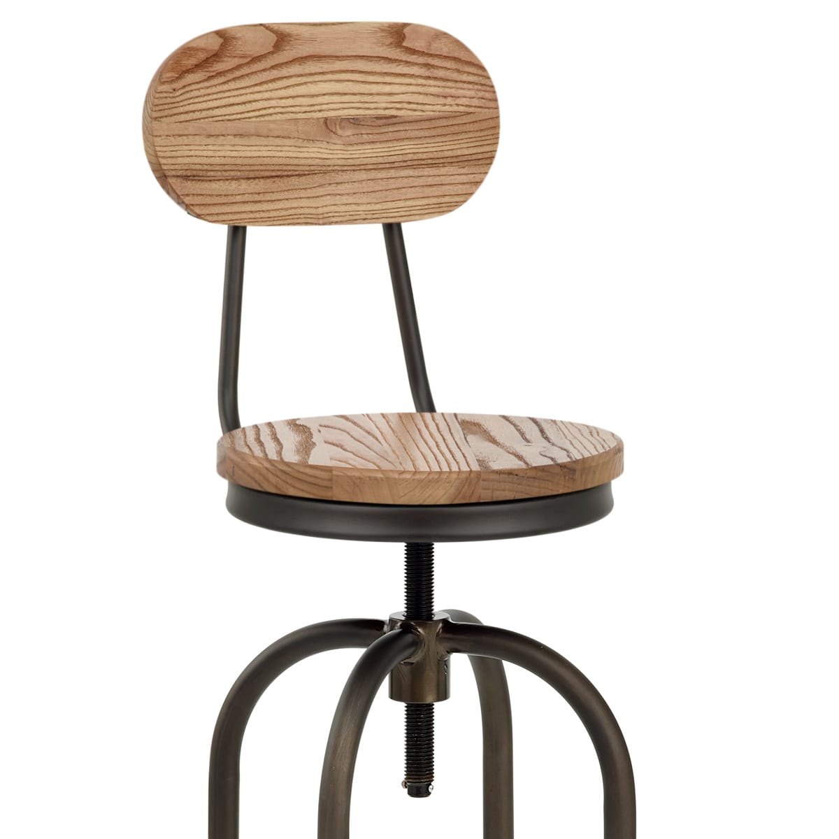 Sgabello Legno Chiaro Acciaio - Vintage Swivel Legno