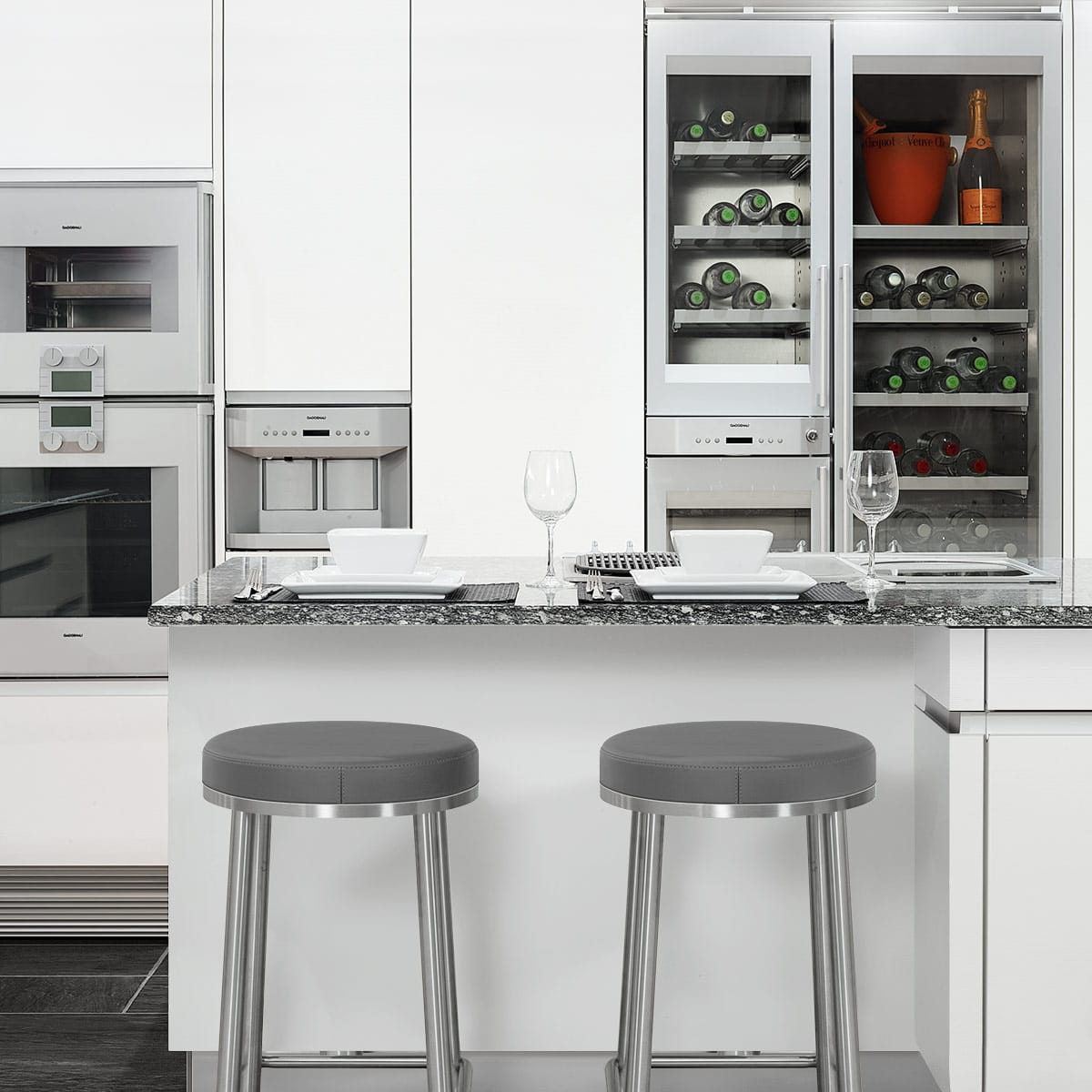 Sgabello Ecopelle Satinato - Vision Grigio