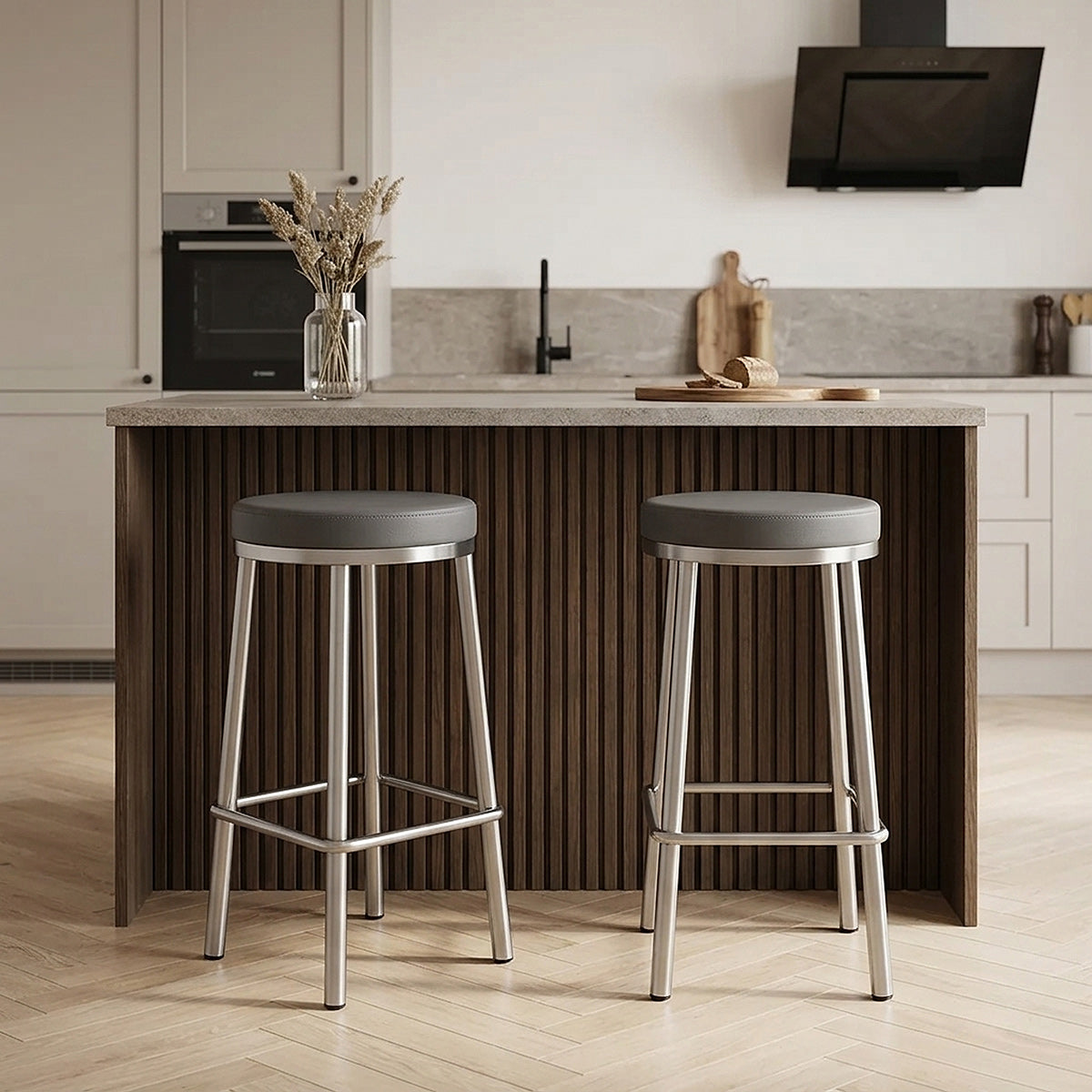 Sgabello Ecopelle Satinato - Vision Grigio
