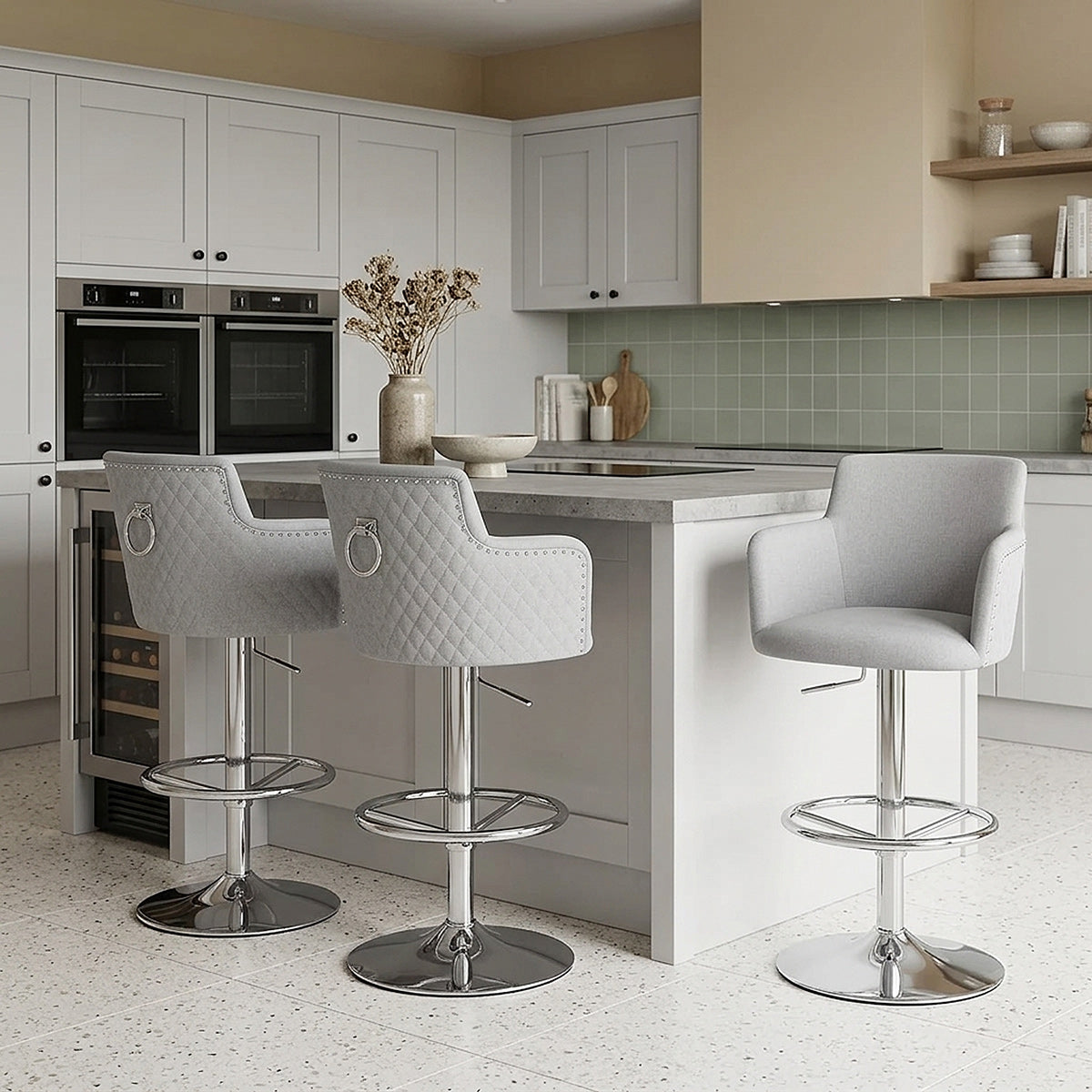 Sgabello Tessuto Cromato - Vogue Grigio