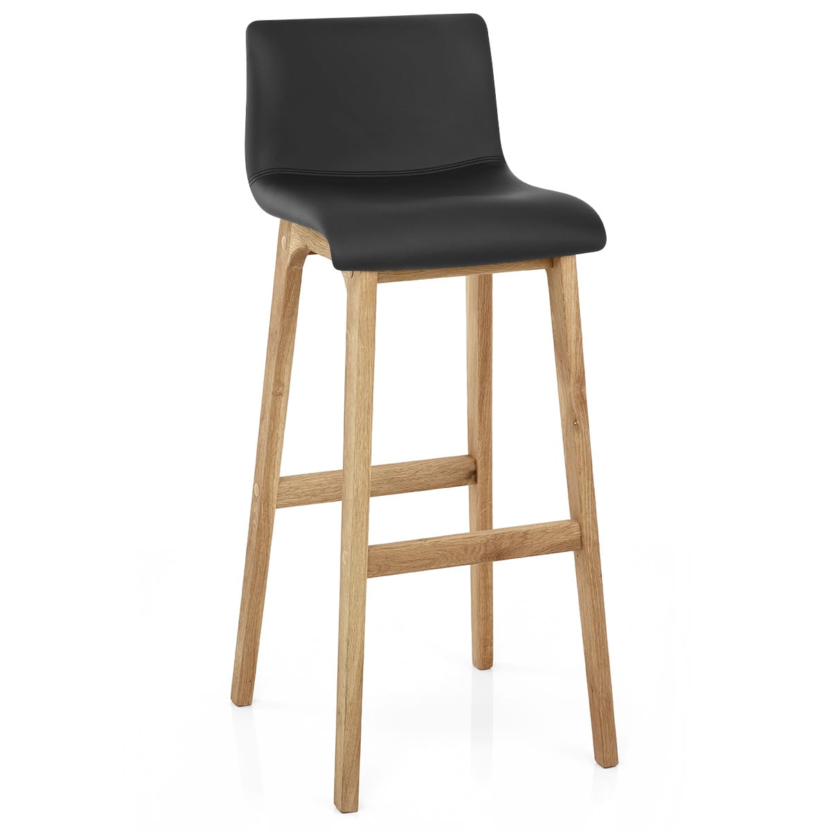 Sgabello Ecopelle Legno - Wave Nero