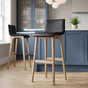 Sgabello Ecopelle Legno - Wave Nero