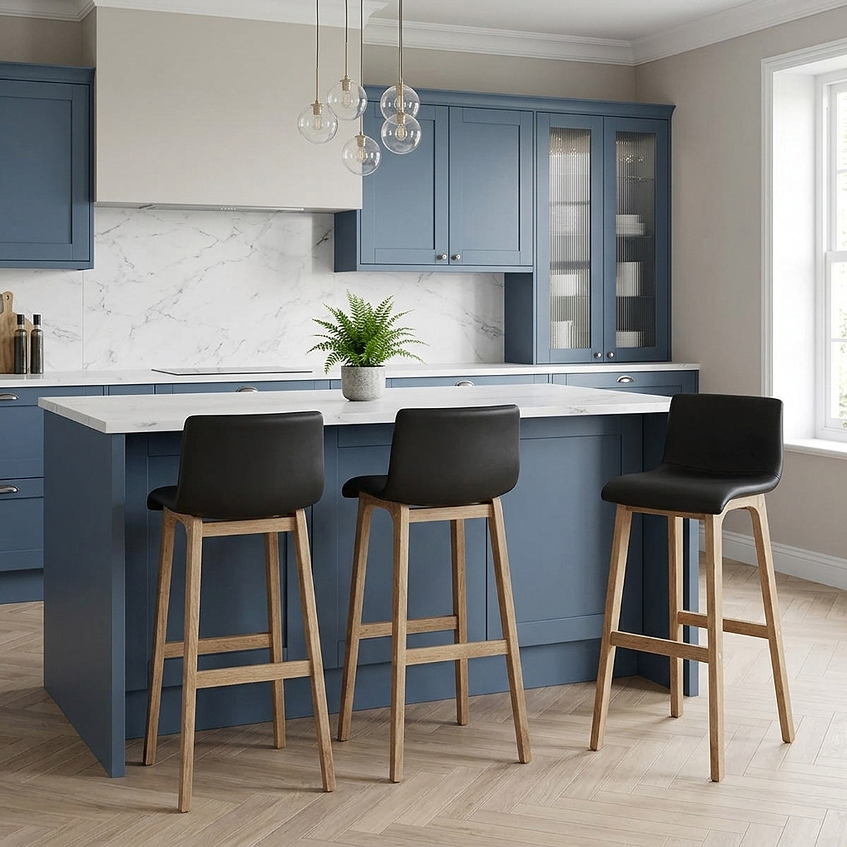 Sgabello Ecopelle Legno - Wave Nero