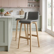 Sgabello Ecopelle Legno - Wave Grigio
