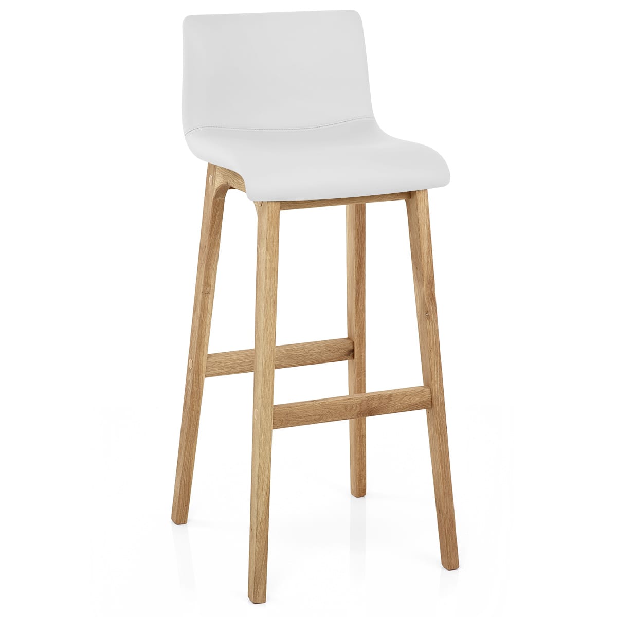 Sgabello Ecopelle Legno - Wave Bianco