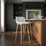 Sgabello Ecopelle Legno - Wave Bianco