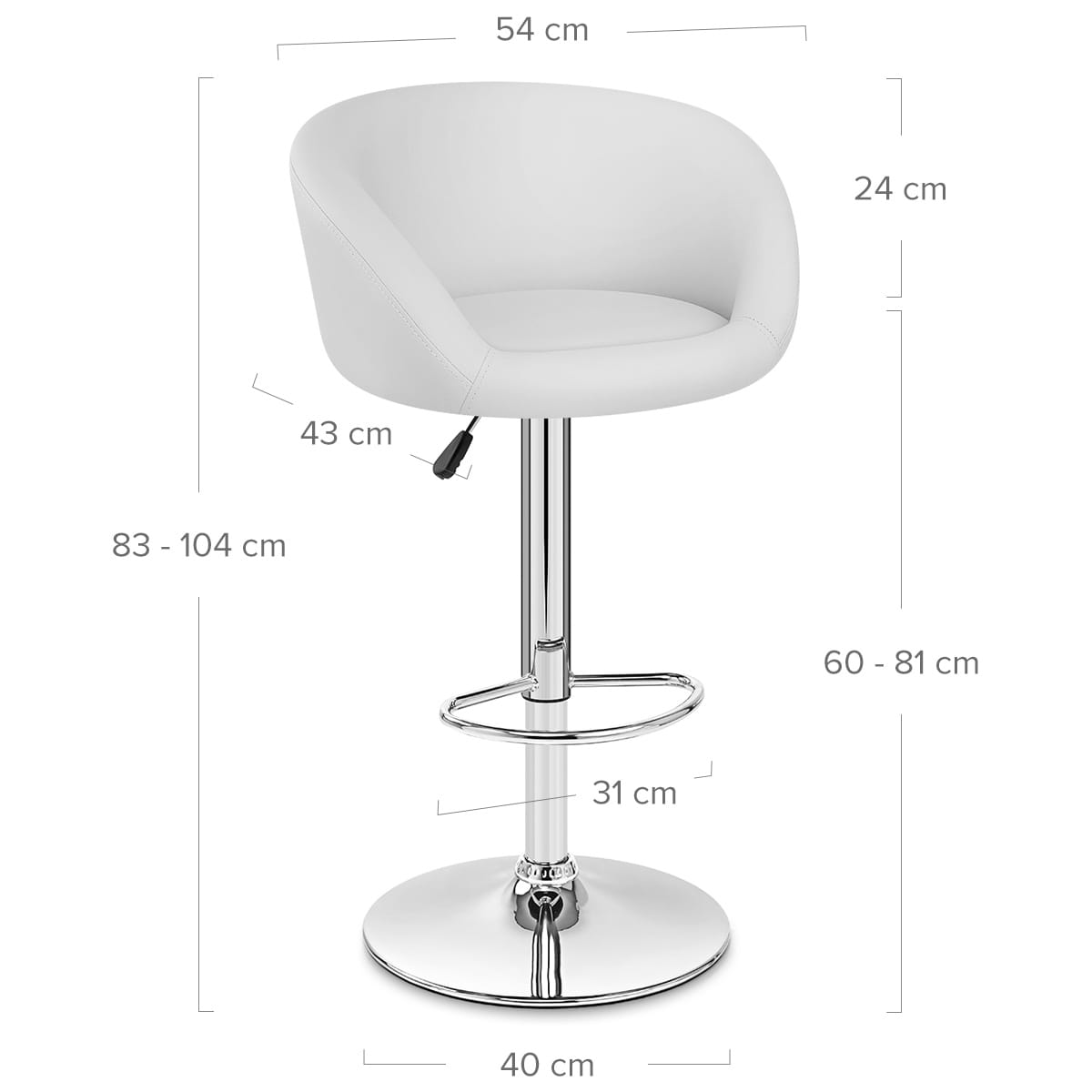 Sgabello Ecopelle Cromato - Eclipse Bianco