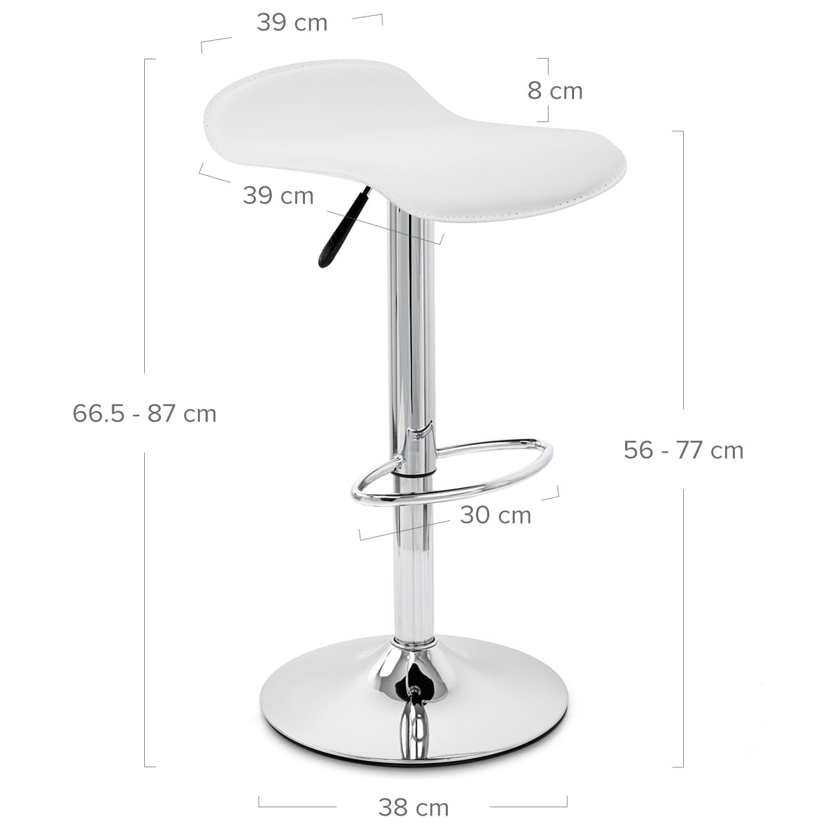 Sgabello Ecopelle Cromato - Zars Bianco