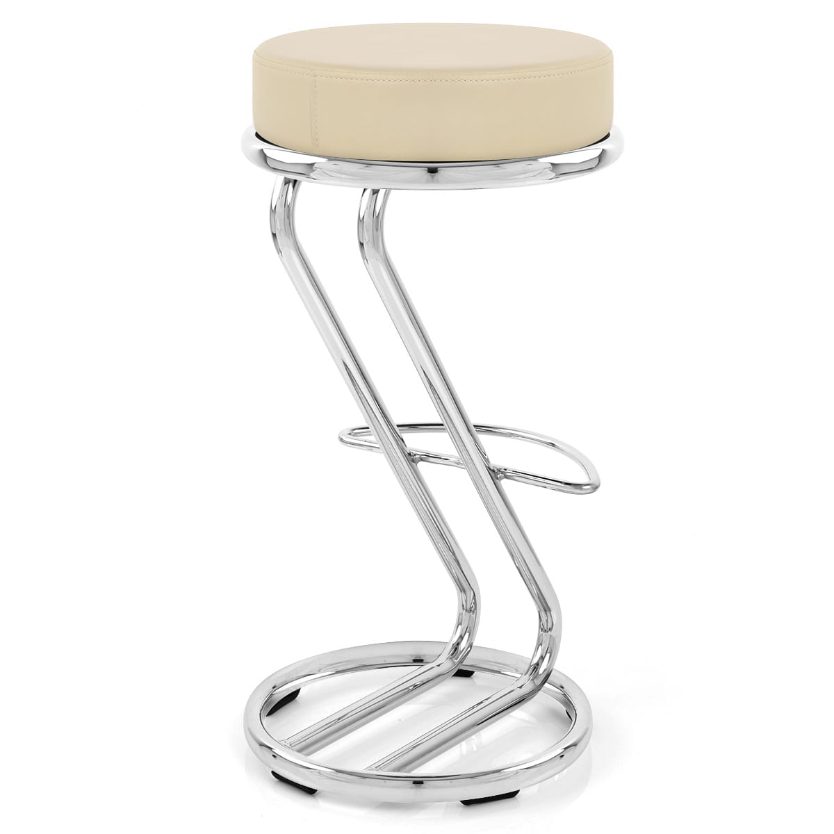 Sgabello Ecopelle Cromato - Zaza Crema