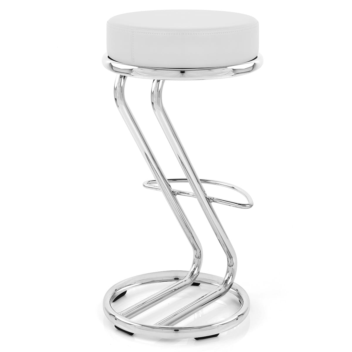 Sgabello Ecopelle Cromato - Zaza Bianco